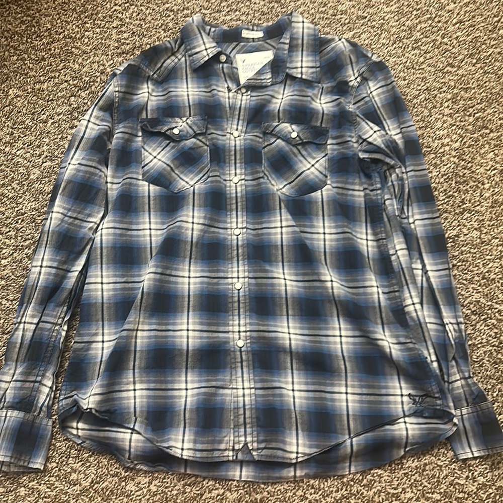 American Eagle Vintage Fit Button Down Long Sleeve Shirt Size L